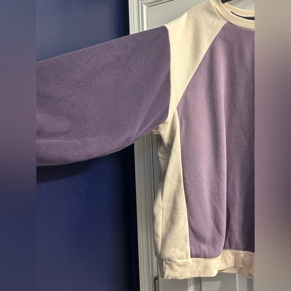 Purple and Cream Colorblock Sweatshirt - Picture 3 of 3